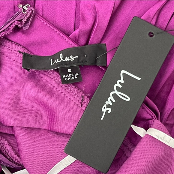 Lulus Totally Charming Purple Satin Pleated Halter Midi Dress Lulu’s Small NWT - Picture 12 of 13